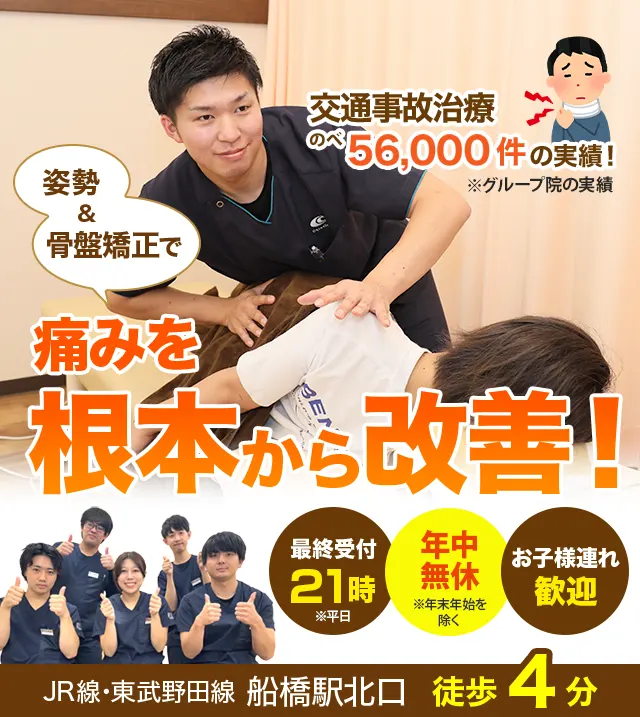 骨盤、姿勢矯正で痛みを根本から改善！